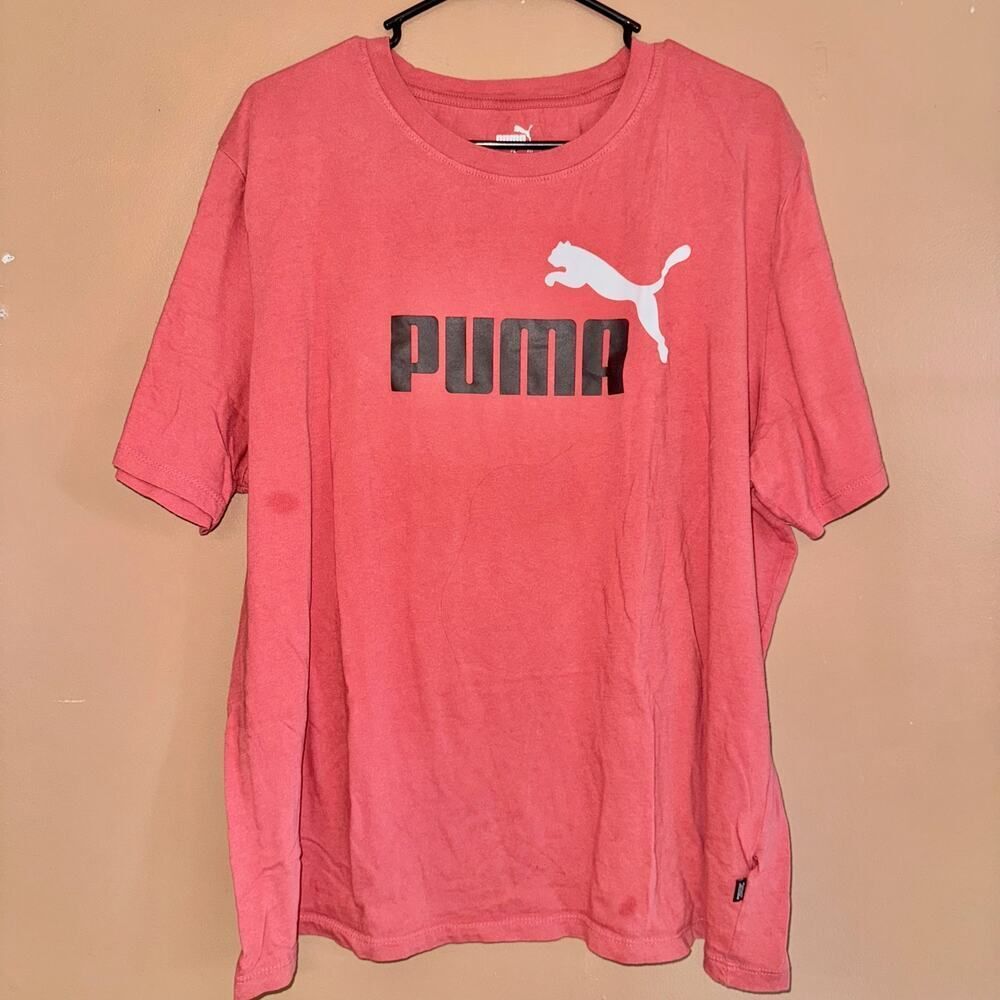 PUMA Men's Short Sleeve Logo Tee T-Shirt in Red Black - Size XXL